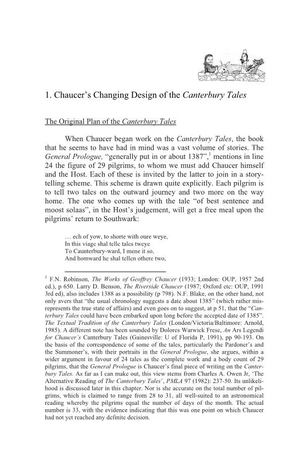 1. Chaucer's Changing Design of the Canterbury Tales