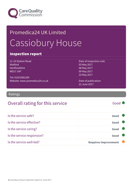 Cassiobury House Inspection Report