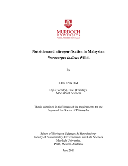 Nutrition and Nitrogen-Fixation in Malaysian Pterocarpus Indicus Willd
