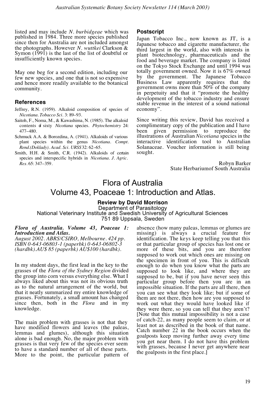 Flora of Australia Volume 43, Poaceae 1: Introduction and Atlas