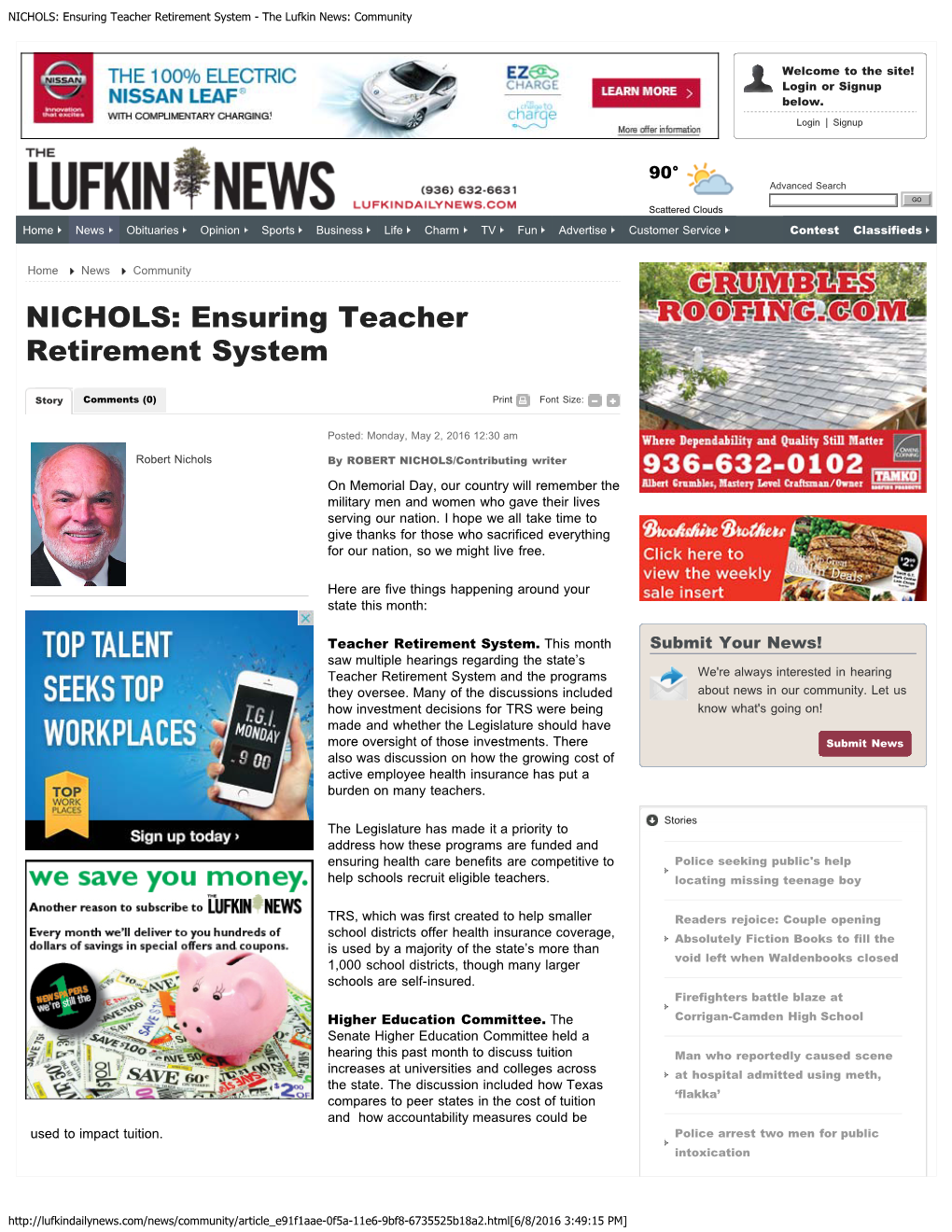 Ensuring Teacher Retirement System - the Lufkin News: Community