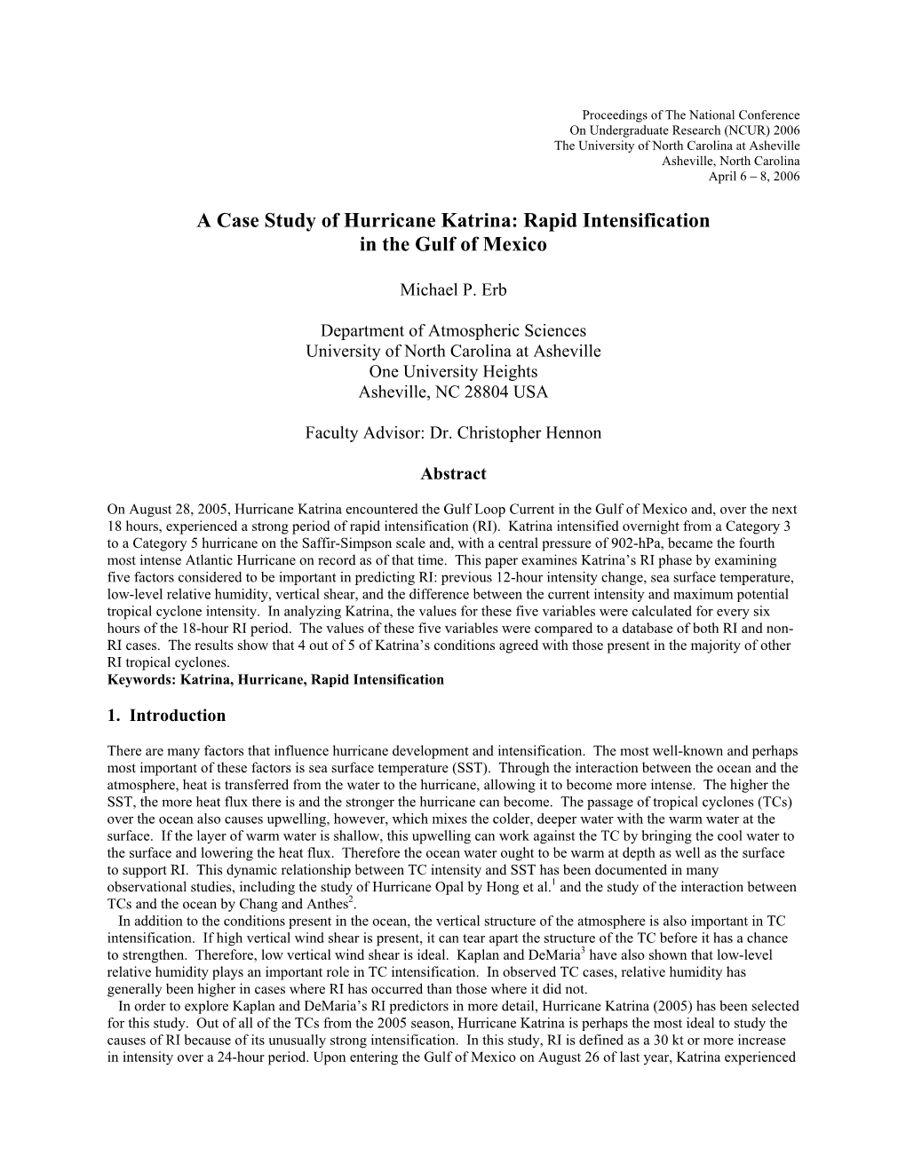 A Case Study of Hurricane Katrina: Rapid Intensification in the Gulf of Mexico