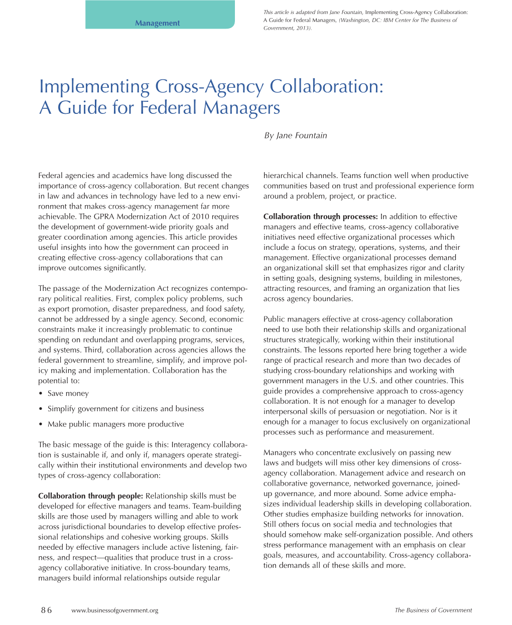 Implementing Cross-Agency Collaboration