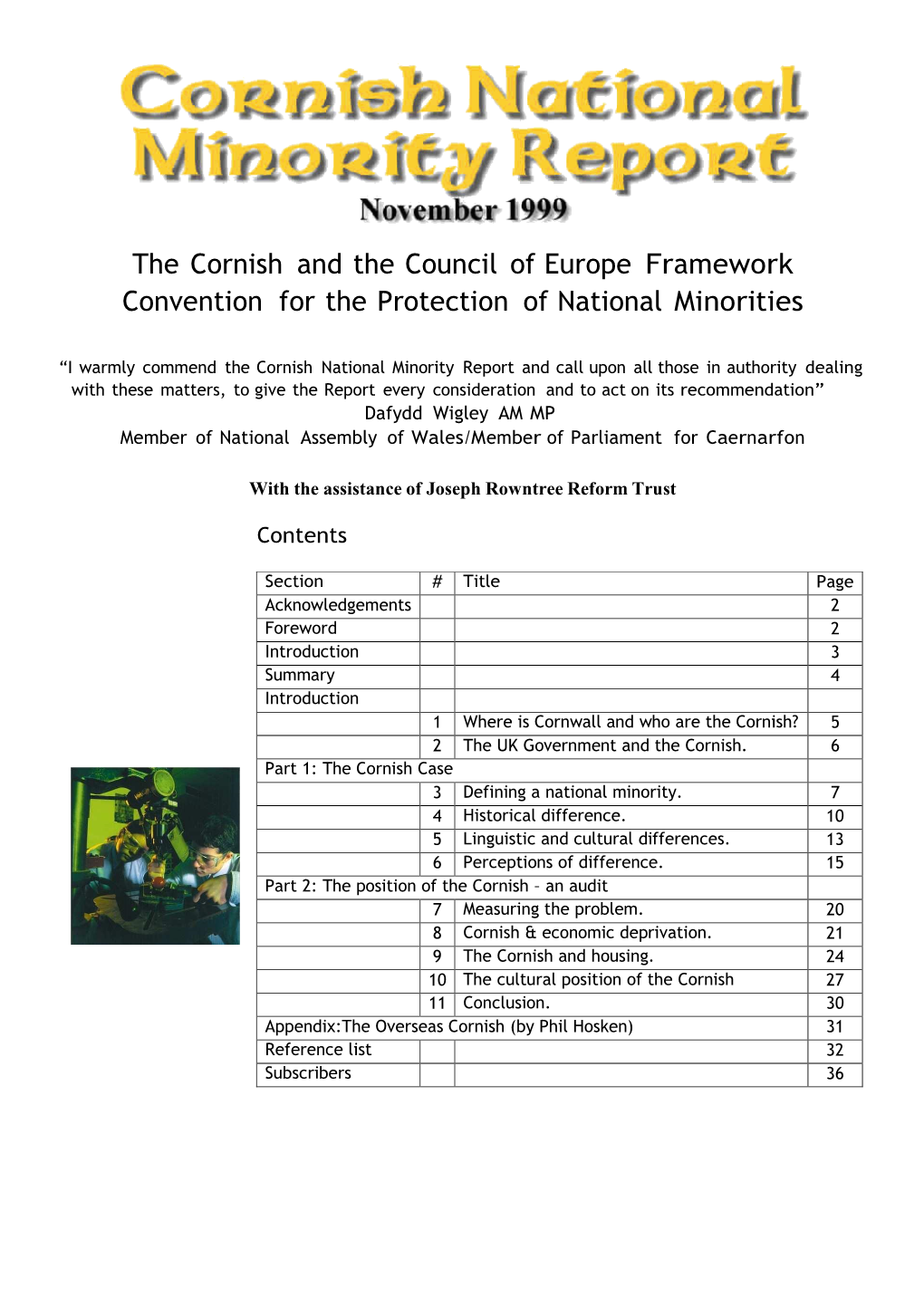 The Cornish and the Council of Europe Framework Convention for the Protection of National Minorities
