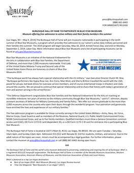 Blue Star Museums Press Release