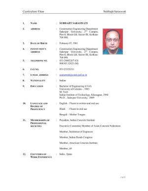 Curriculum Vitae Subhajit Saraswati