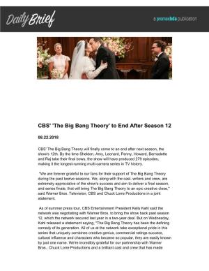 CBS' 'The Big Bang Theory' to End After Season 12