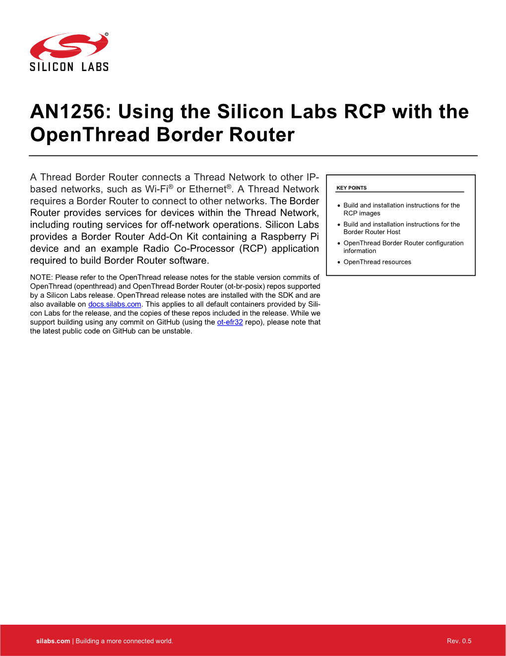 AN1256: Using the Silicon Labs RCP with the Openthread Border Router