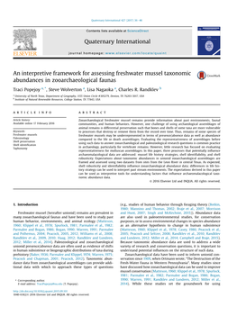 An Interpretive Framework for Assessing Freshwater Mussel Taxonomic Abundances in Zooarchaeological Faunas