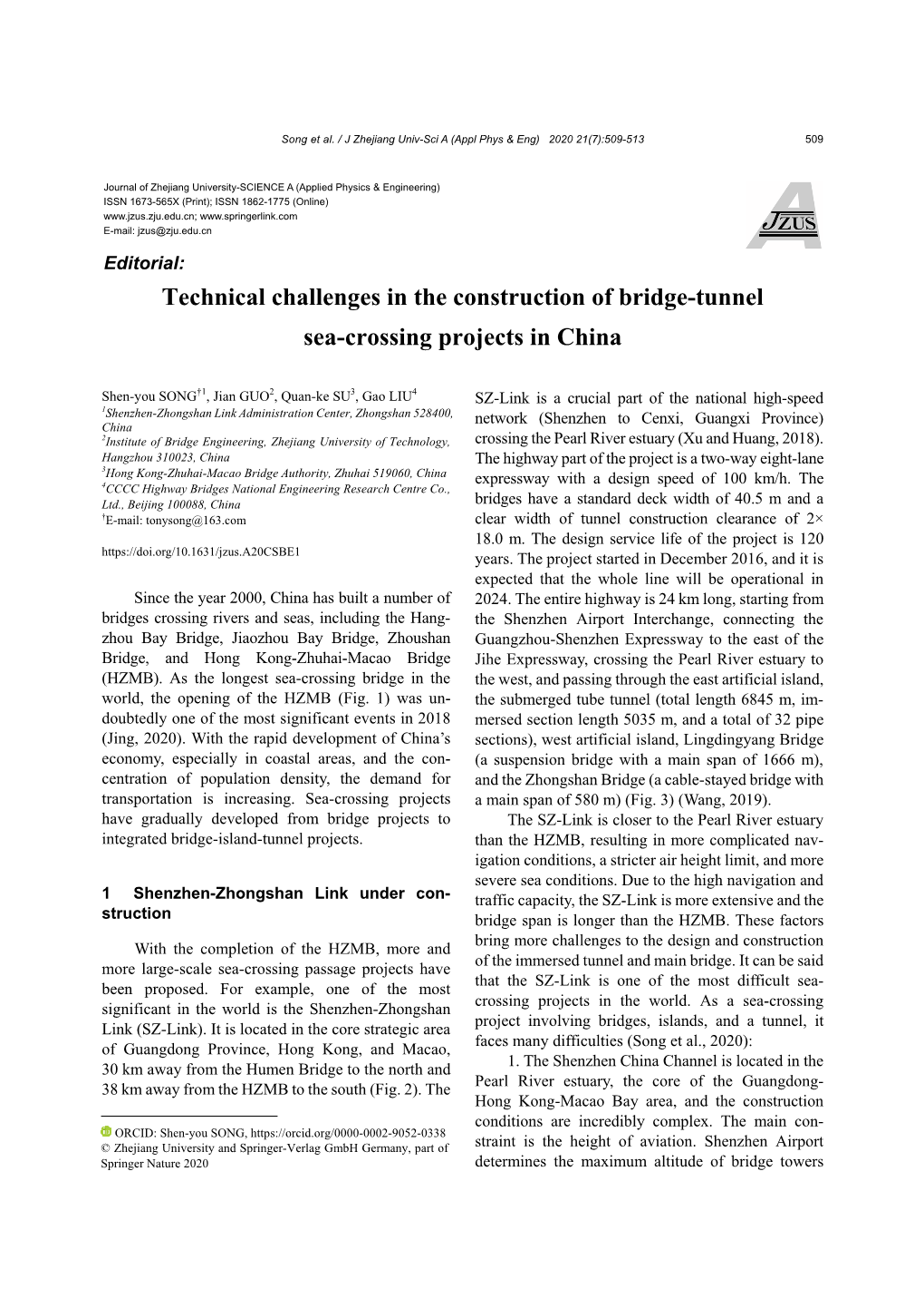 Technical Challenges in the Construction of Bridge-Tunnel Sea-Crossing Projects in China
