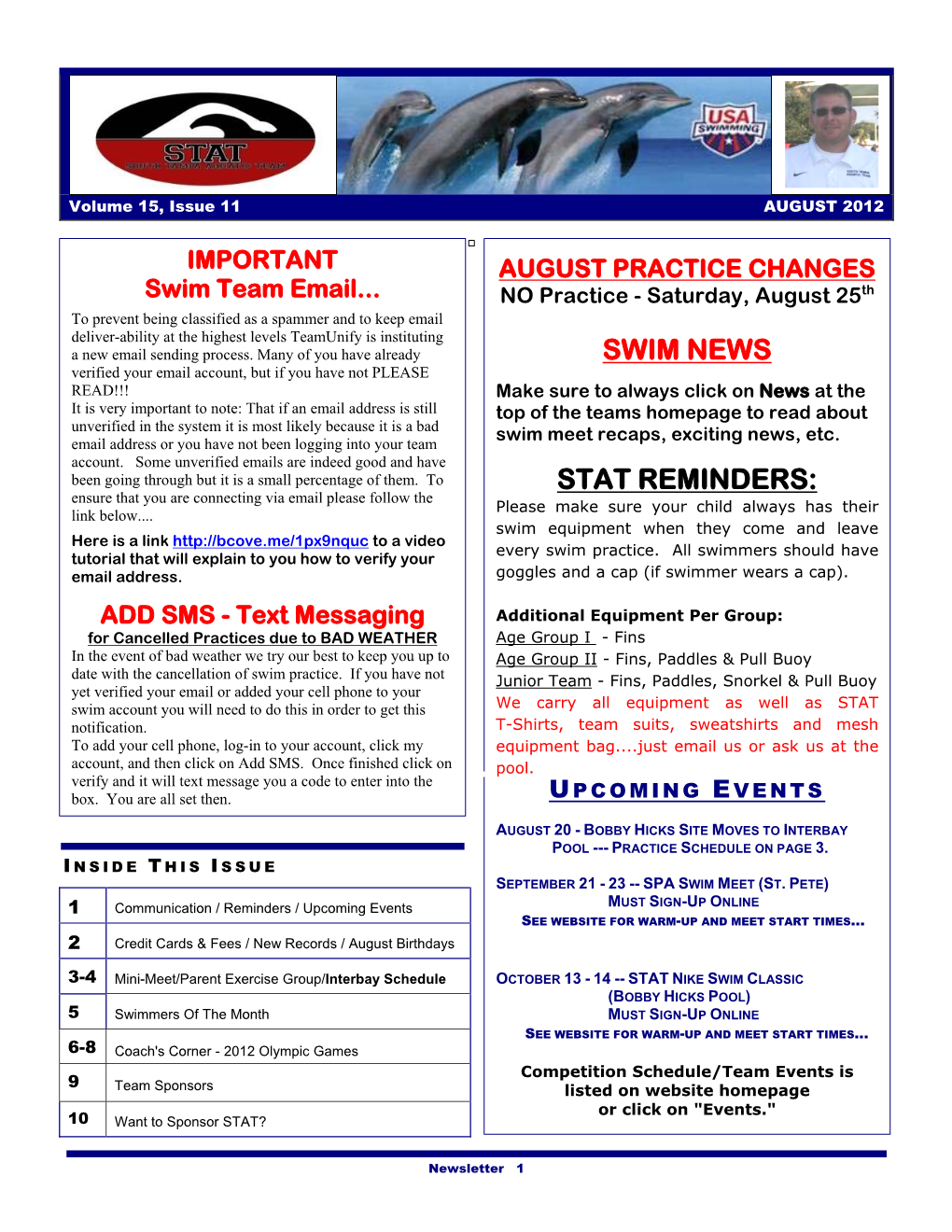 Swim News Stat Reminders