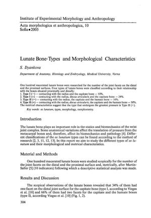 Lunate Bone-Types and Morphological Characteristics