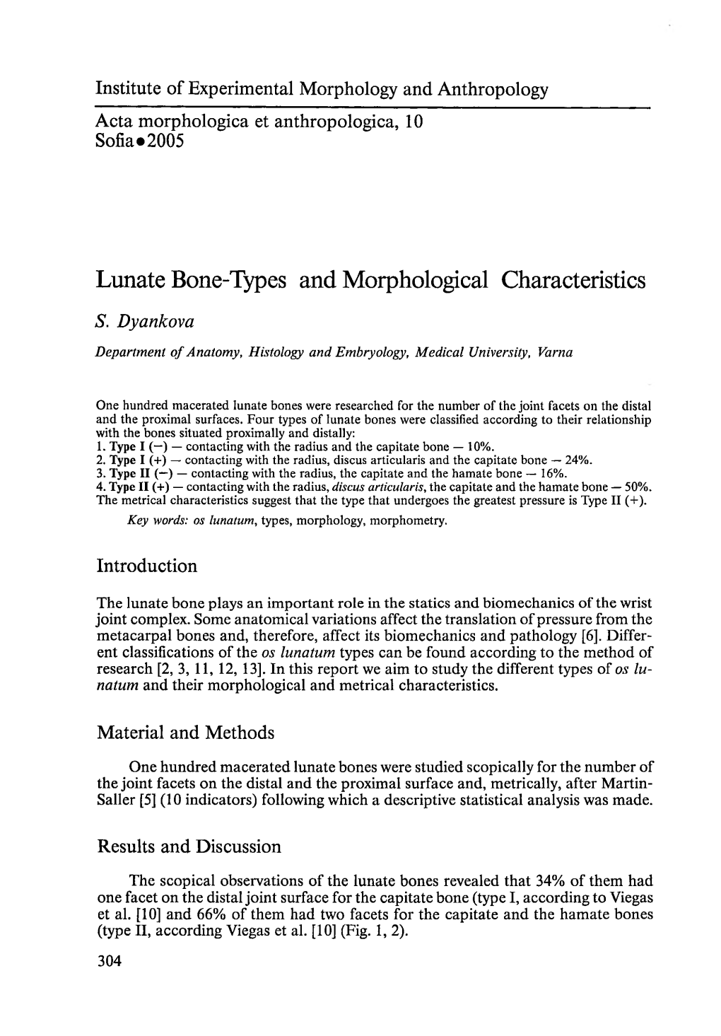 Lunate Bone-Types and Morphological Characteristics