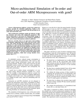Micro-Architectural Simulation of In-Order and Out-Of-Order ARM Microprocessors with Gem5