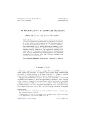 An Introduction to Quantum Annealing