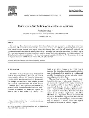Orientation Distribution of Microlites in Obsidian