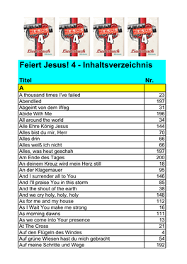 Feiert Jesus! 4 - Inhaltsverzeichnis