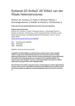 Epitaxial 2D Snse2/ 2D Wse2 Van Der Waals Heterostructures