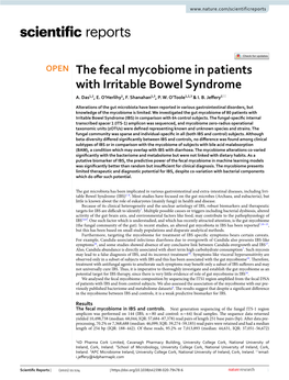 The Fecal Mycobiome in Patients with Irritable Bowel Syndrome A