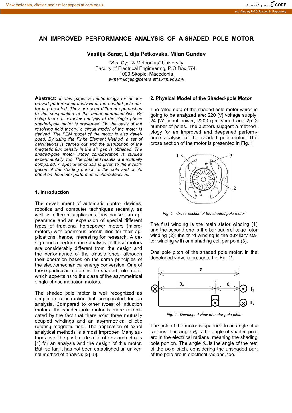 An Improved Performance Analysis of a Shaded Pole Motor