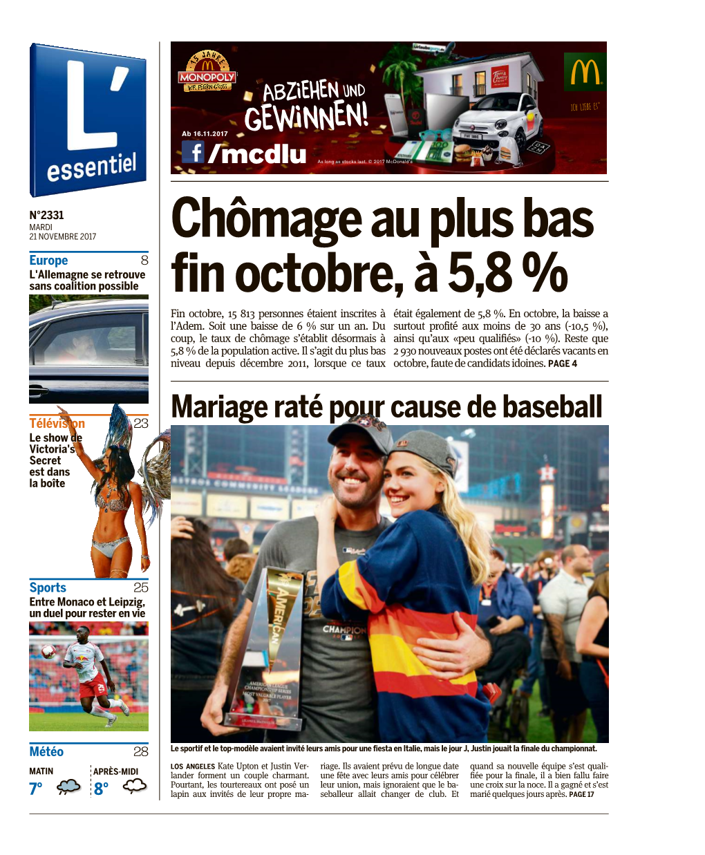 Chômageauplusbas Finoctobre,À5,8%