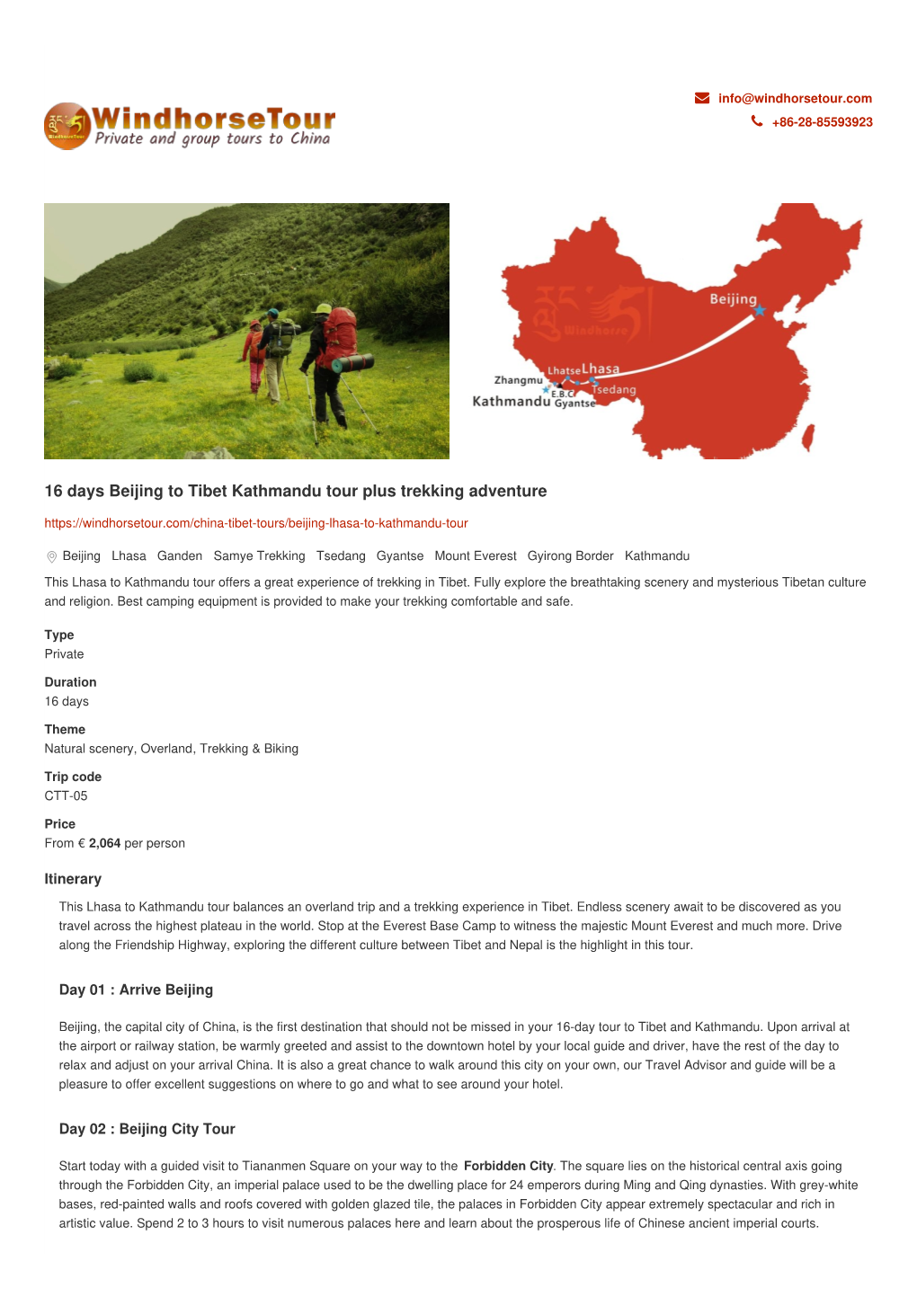 16 Days Beijing to Tibet Kathmandu Tour Plus Trekking Adventure