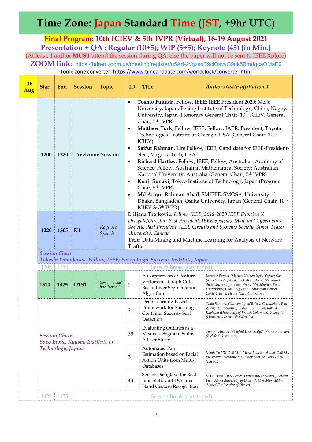 Time Zone: Japan Standard Time (JST, +9Hr UTC)