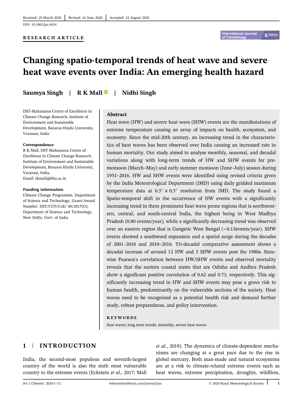 Changing Spatio‐Temporal Trends of Heat Wave and Severe