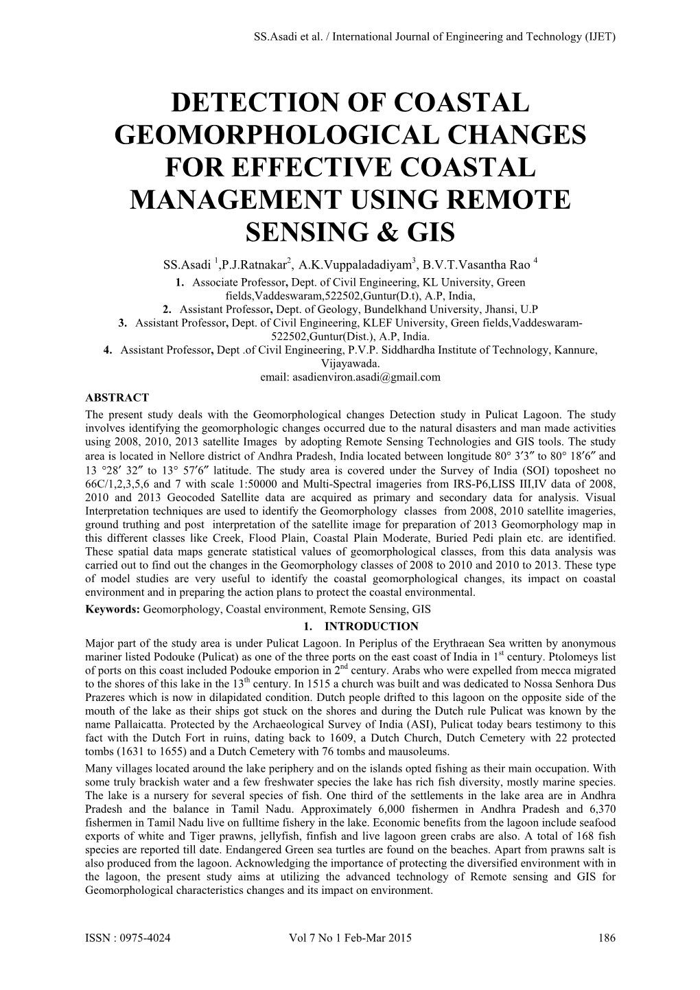 Detection of Coastal Geomorphological Changes