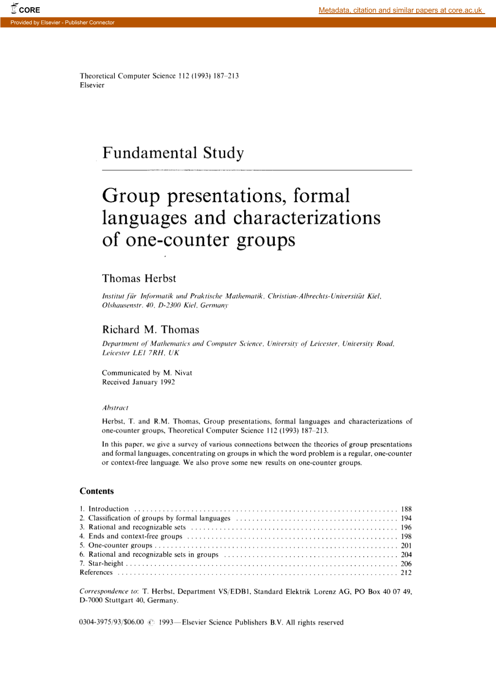 Group Presentations, Formal Languages and Characterizations of One-Counter Groups