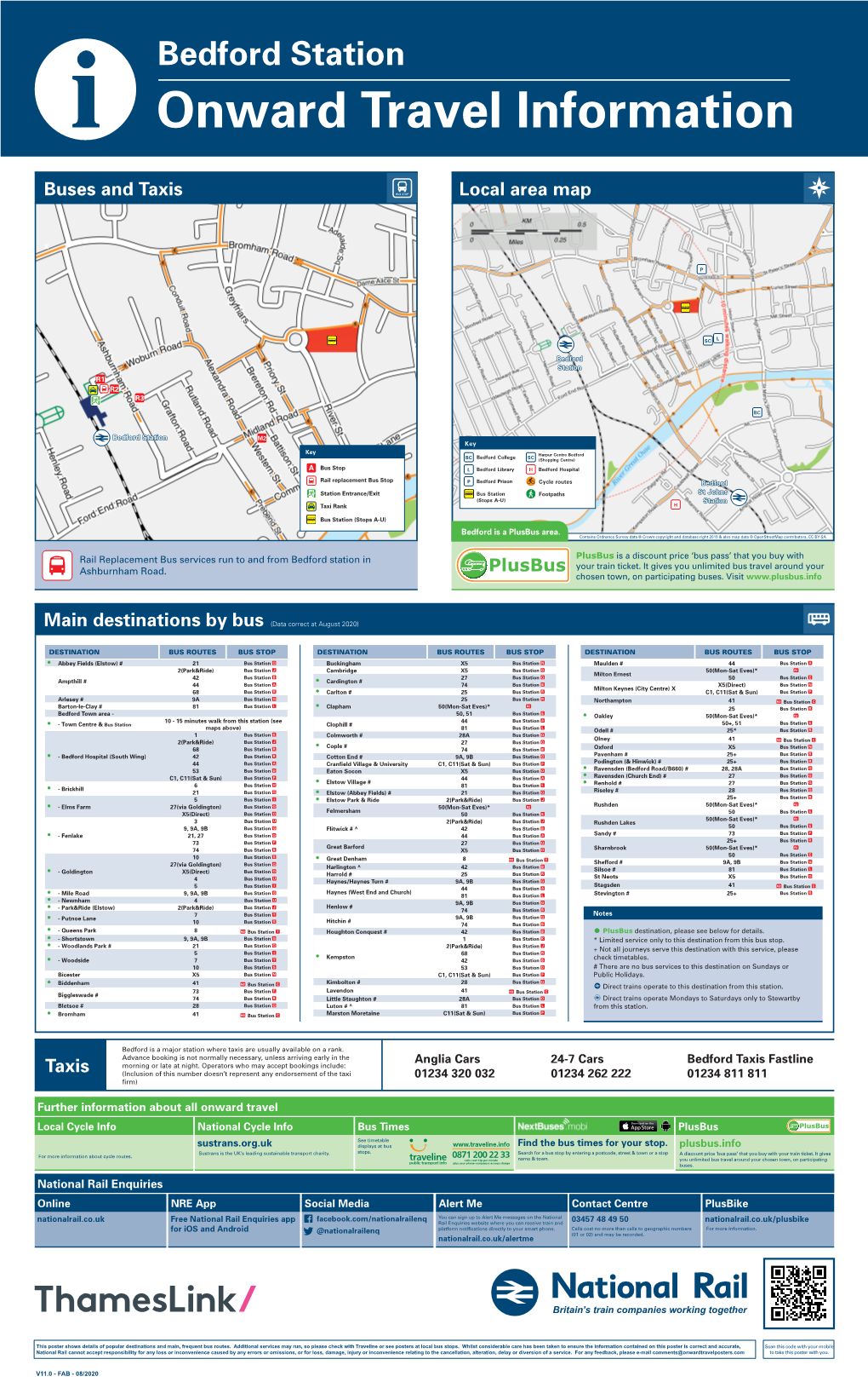 Bedford Station I Onward Travel Information Buses and Taxis Local Area Map