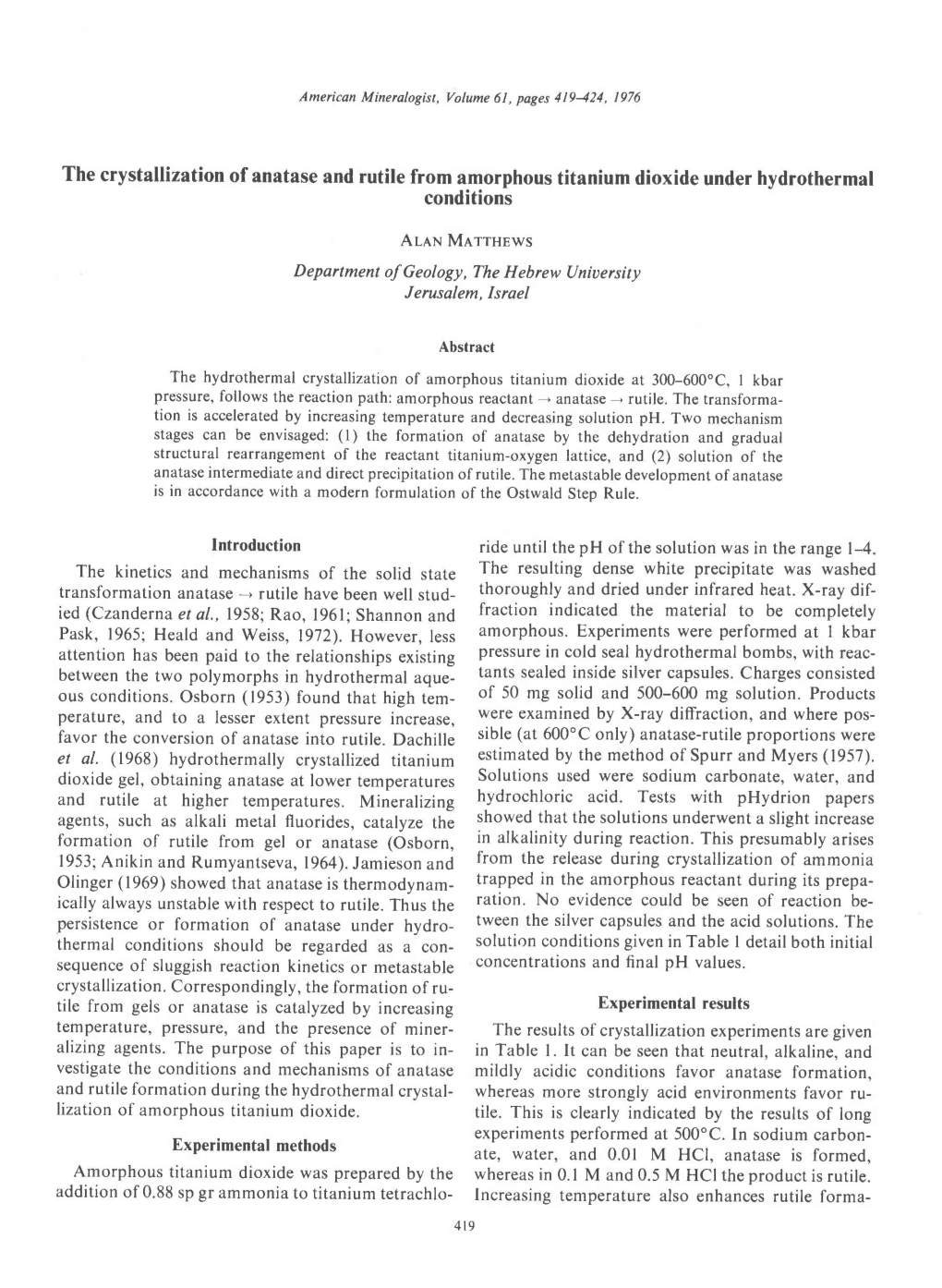 The Crystallization of Anatase and Rutile from Amorphous Titanium