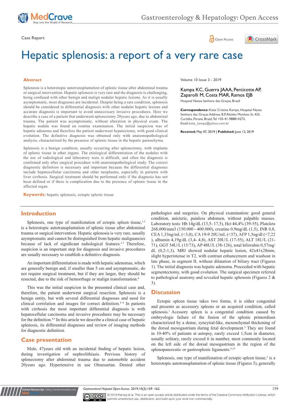 Hepatic Splenosis: a Report of a Very Rare Case