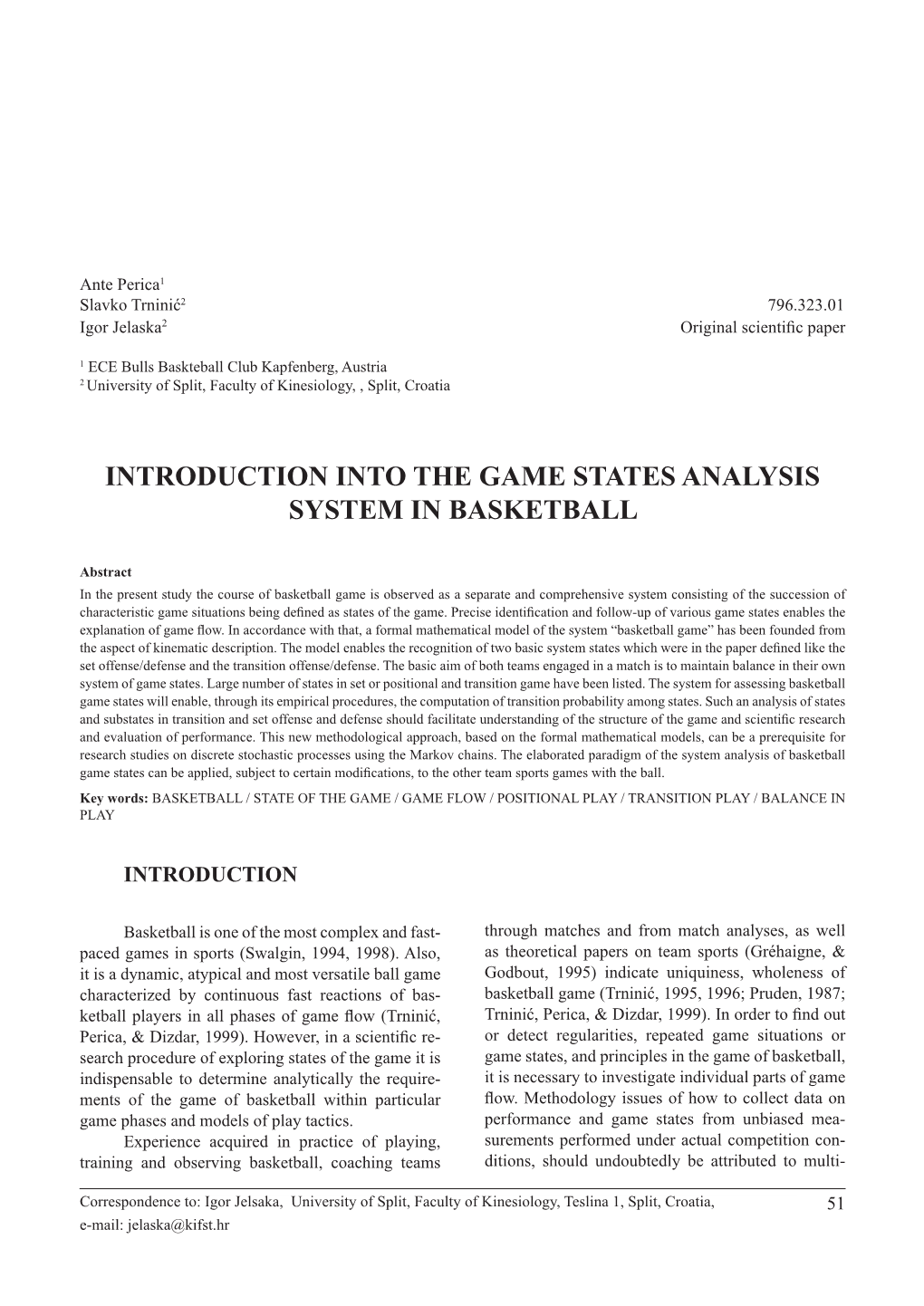 Introduction Into the Game States Analysis System in Basketball