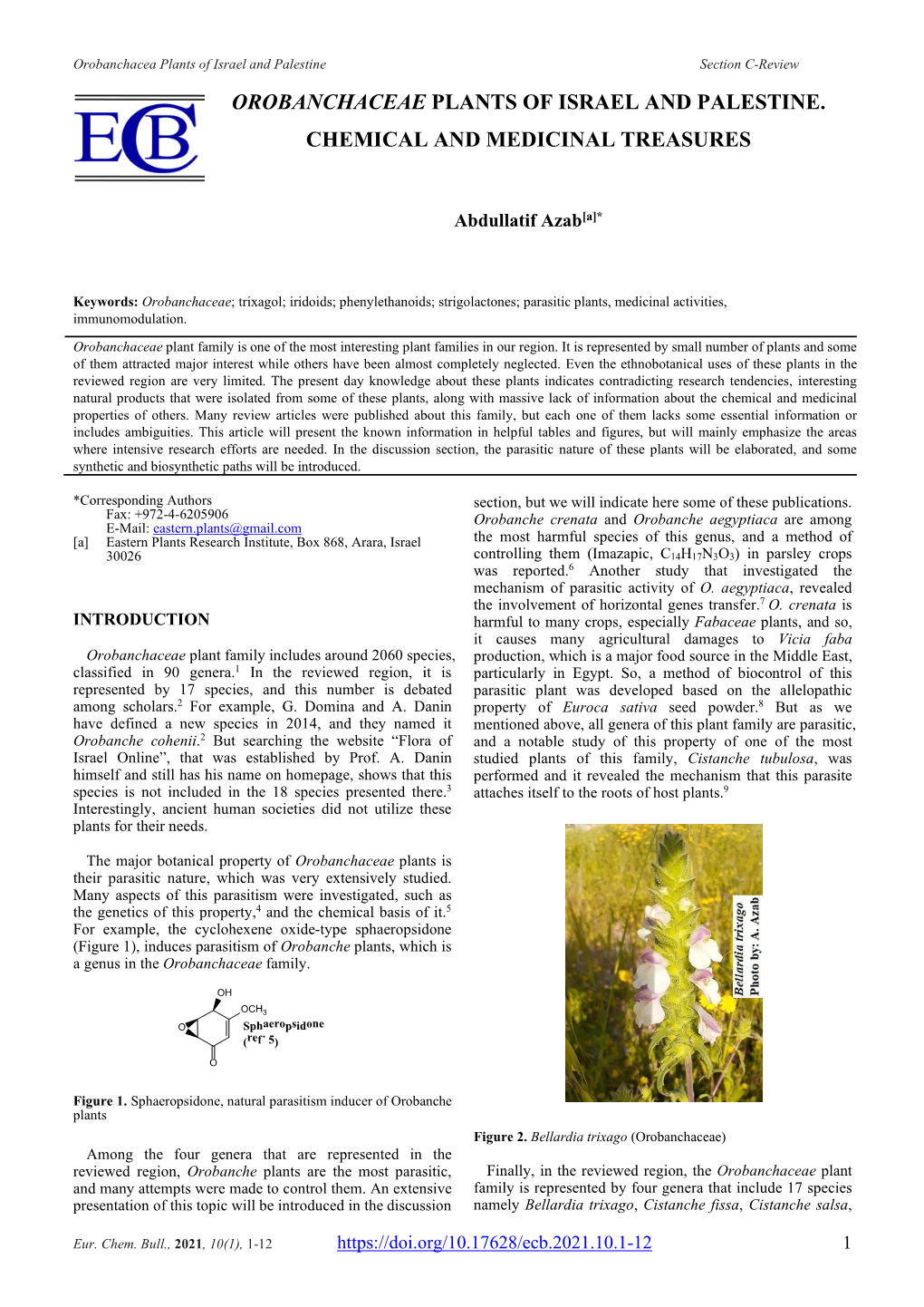 Orobanchaceae Plants of Israel and Palestine