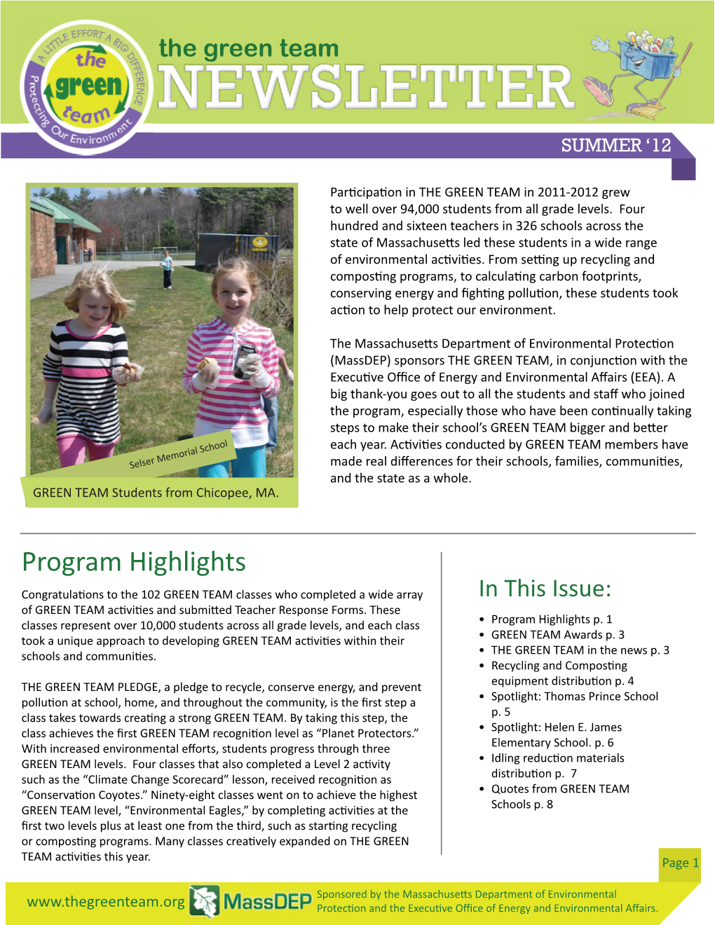 THE GREEN TEAM Newsletter, Summer 2012