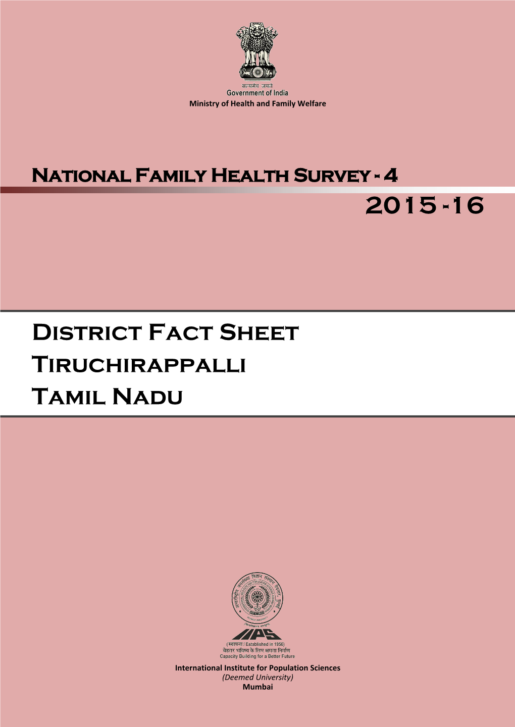 District Fact Sheet Tiruchirappalli Tamil Nadu