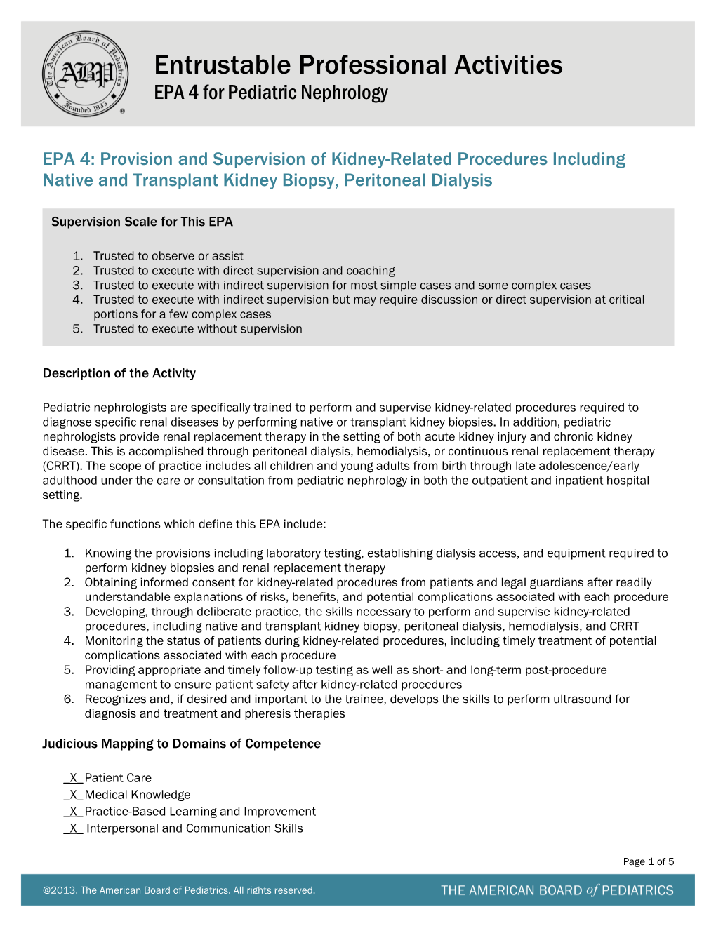 EPA 4 for Pediatric Nephrology