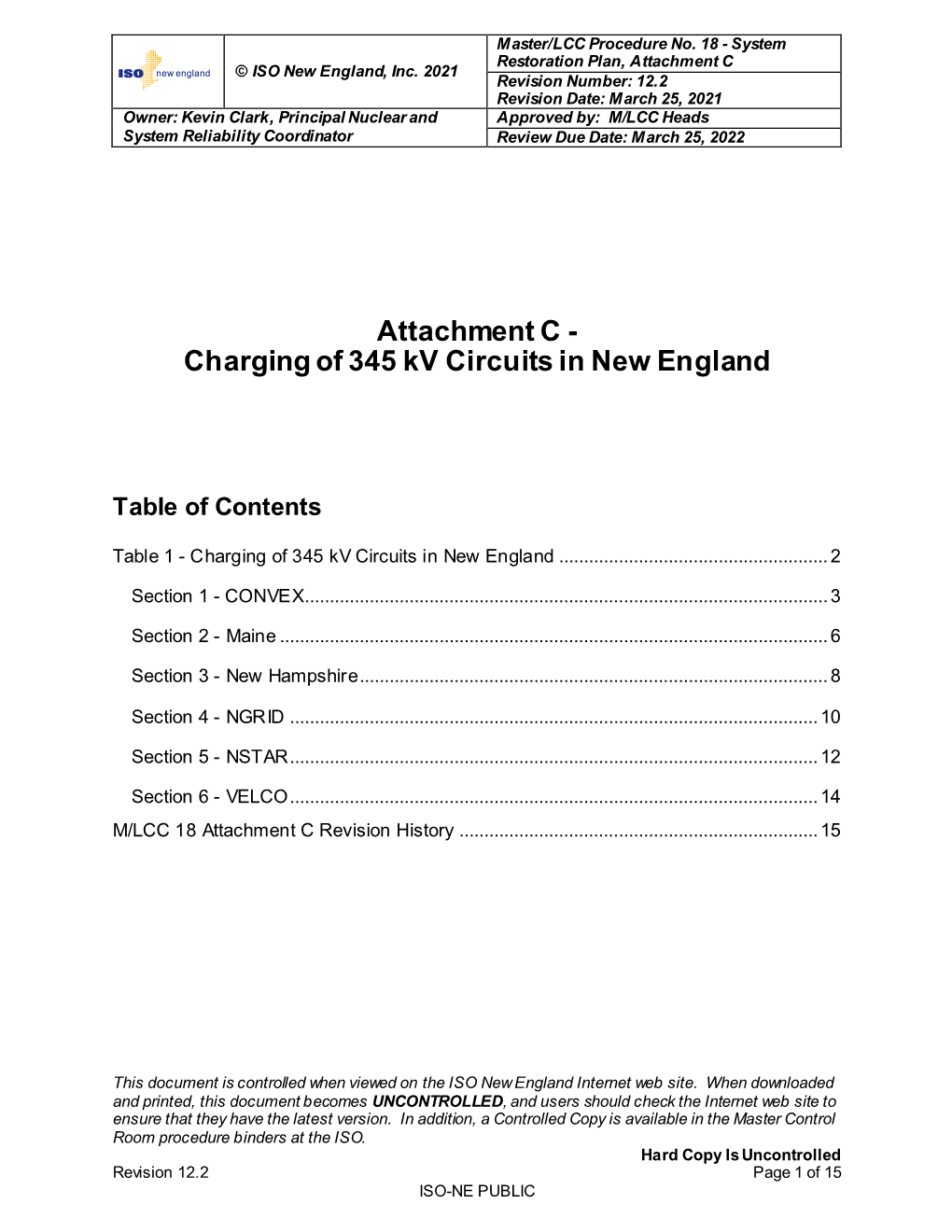 Charging of 345 Kv Circuits in New England