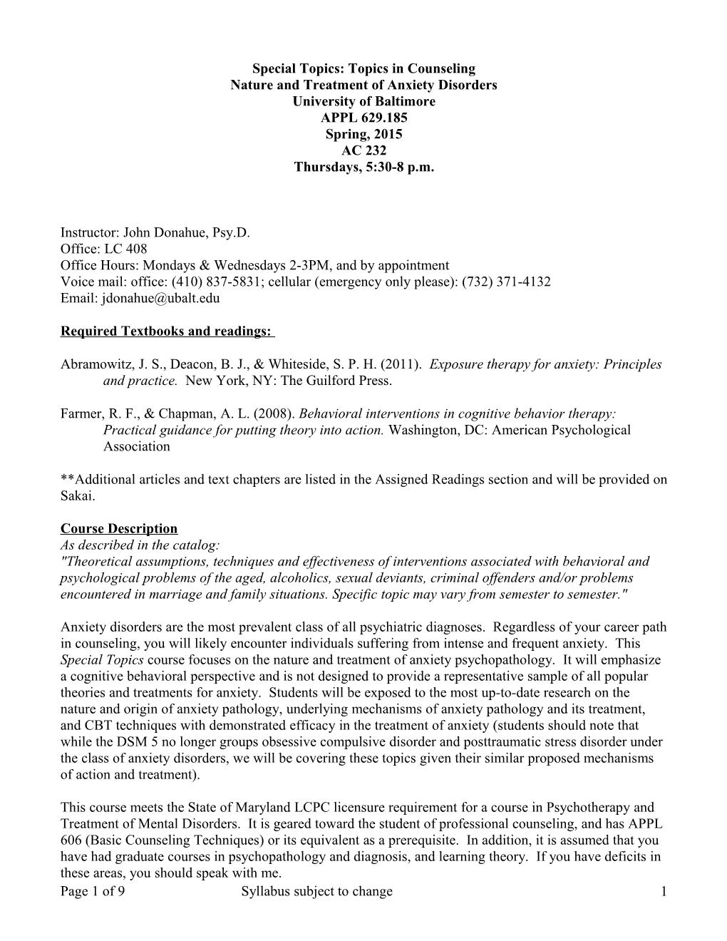 Psychopathology Syllabus (PSY503 A) Syllabus