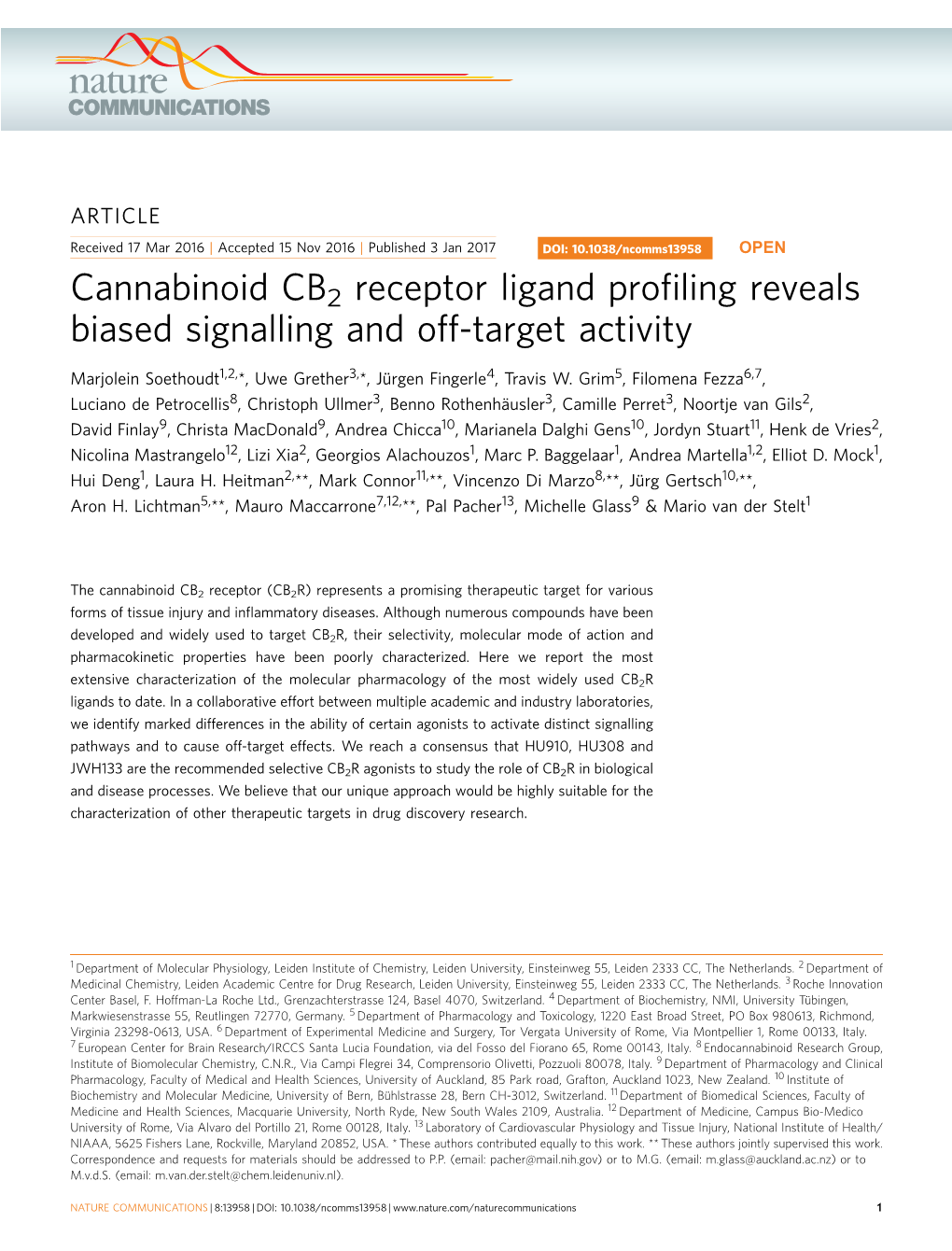 Cannabinoid CB2 Receptor Ligand Profiling Reveals Biased Signalling