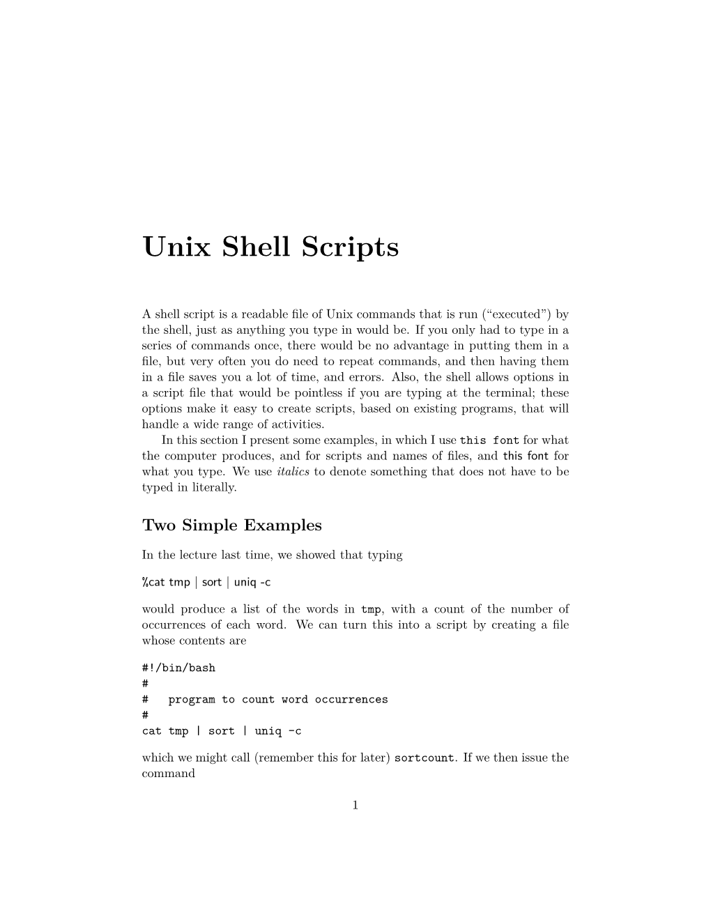 Unix Shell Scripts