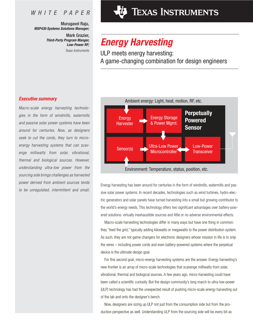 Ultra Low Power Meets Energy Harvesting – White Paper