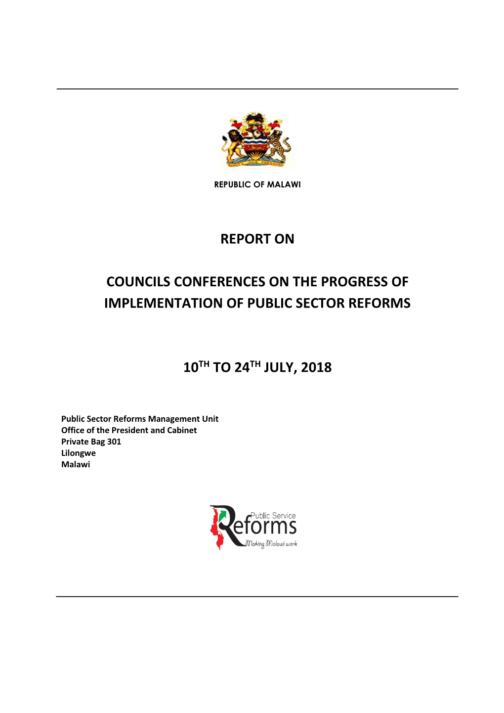 Report on Councils Conferences on the Progress of Implementation Of