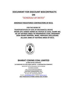 “Schedule of Rates” Bharat Coking Coal Limited