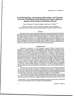 Seed Morphology, Germination Phenology, and Capacity to Form a Seed Bank in Six Herbaceous Layer Apiaceae Species of the Eastern Deciduous Forest