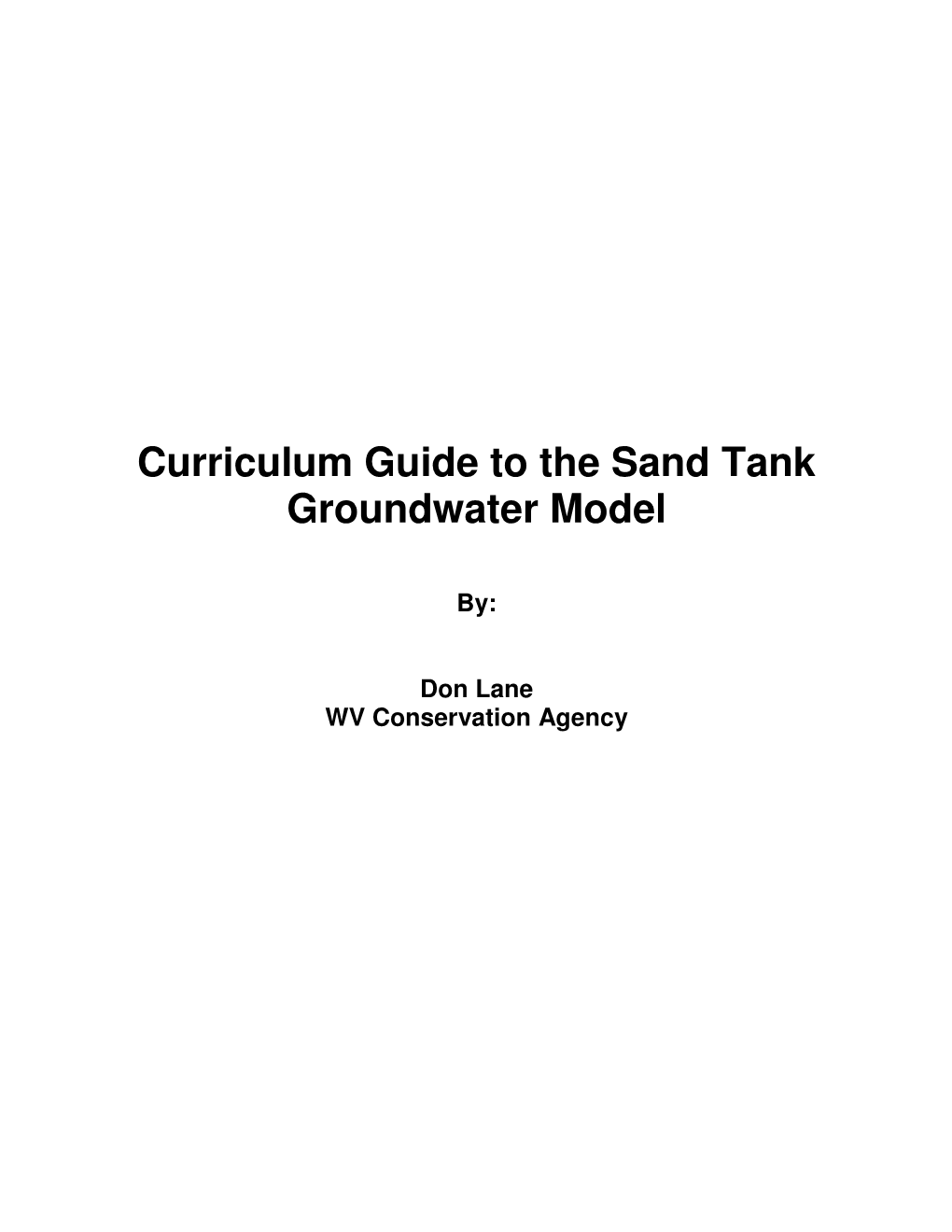 Sand Tank Groundwater Model