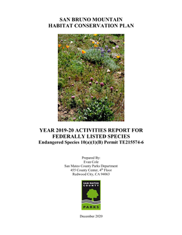 San Bruno Mountain Habitat Conservation Plan Year