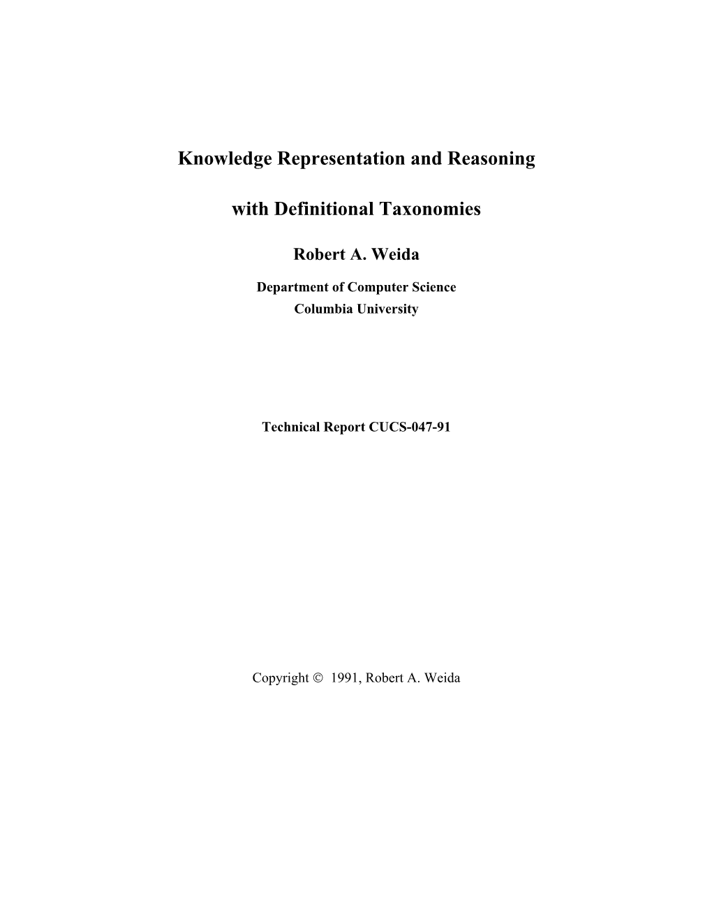 Knowledge Representation and Reasoning with Definitional