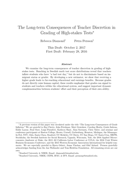 The Long-Term Consequences of Teacher Discretion in Grading of High-Stakes Tests∗